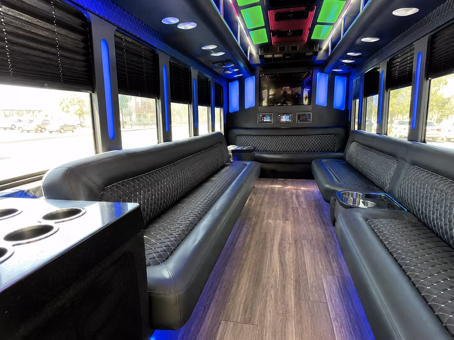 lexington 15 passenger party bus inside