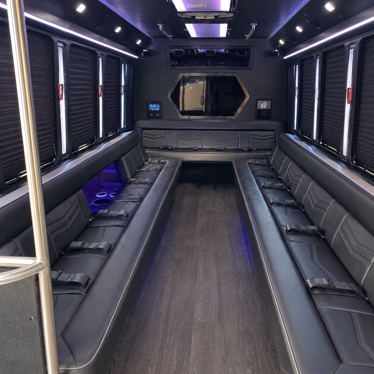 lexington 18 passenger party bus interior