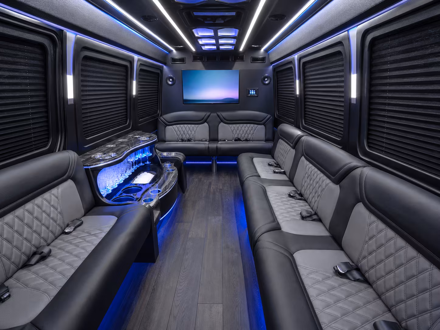 lexington 20 passenger party bus inside