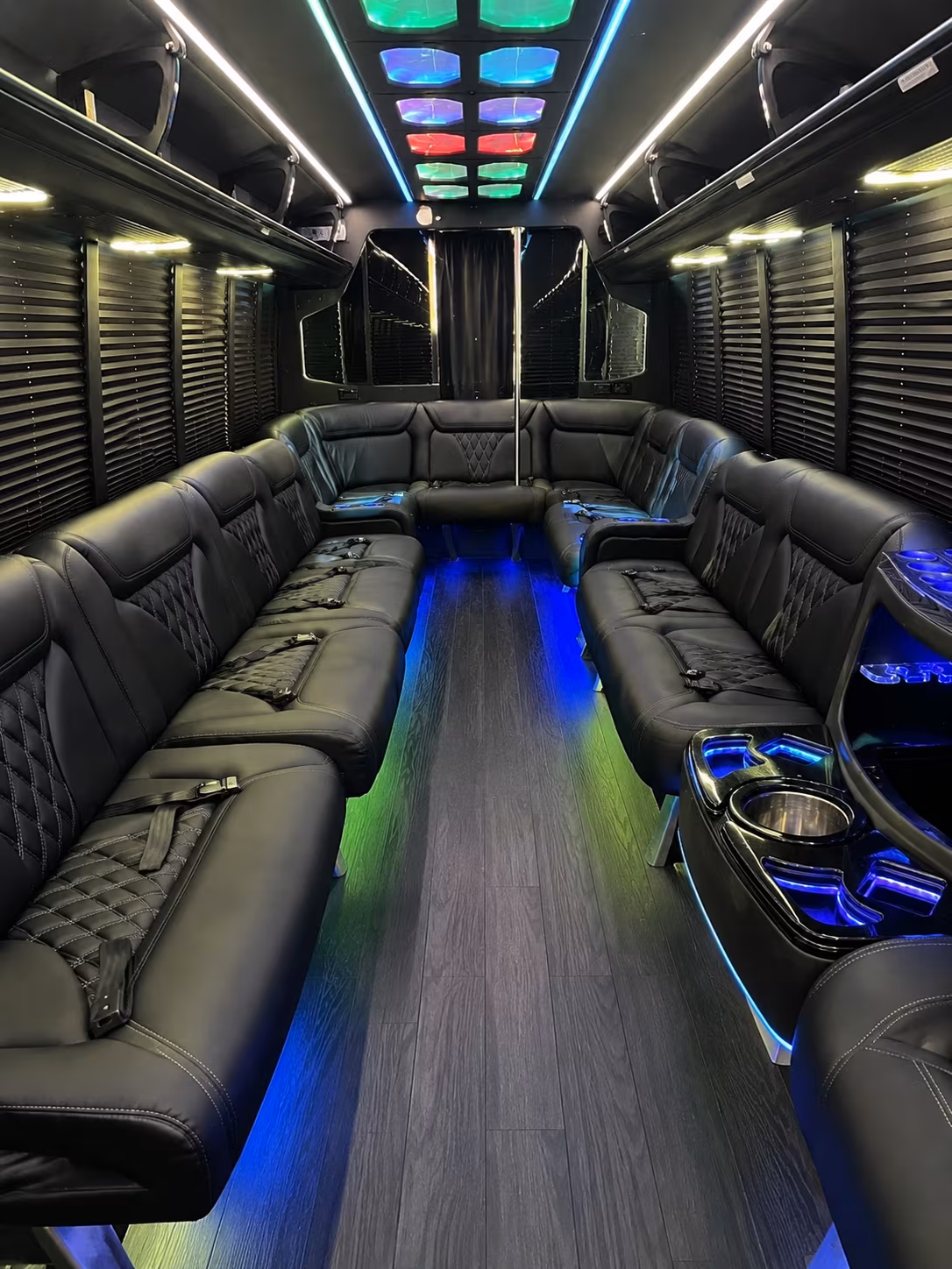 lexington 20 passenger party bus interior