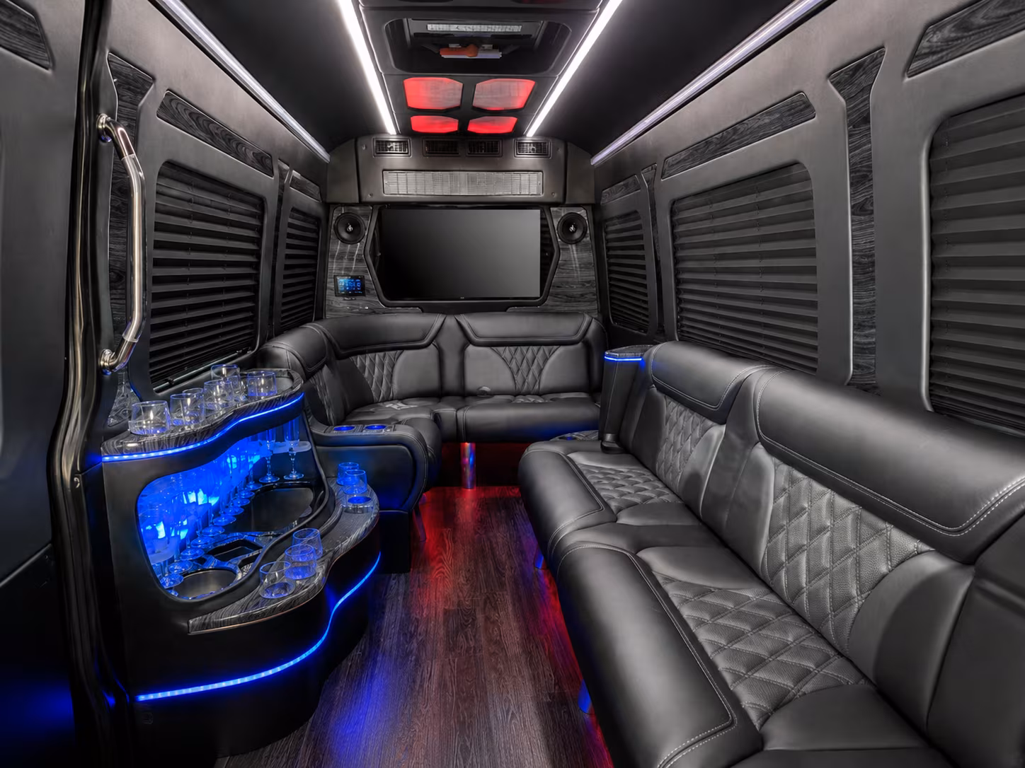 lexington 25 passenger party bus inside