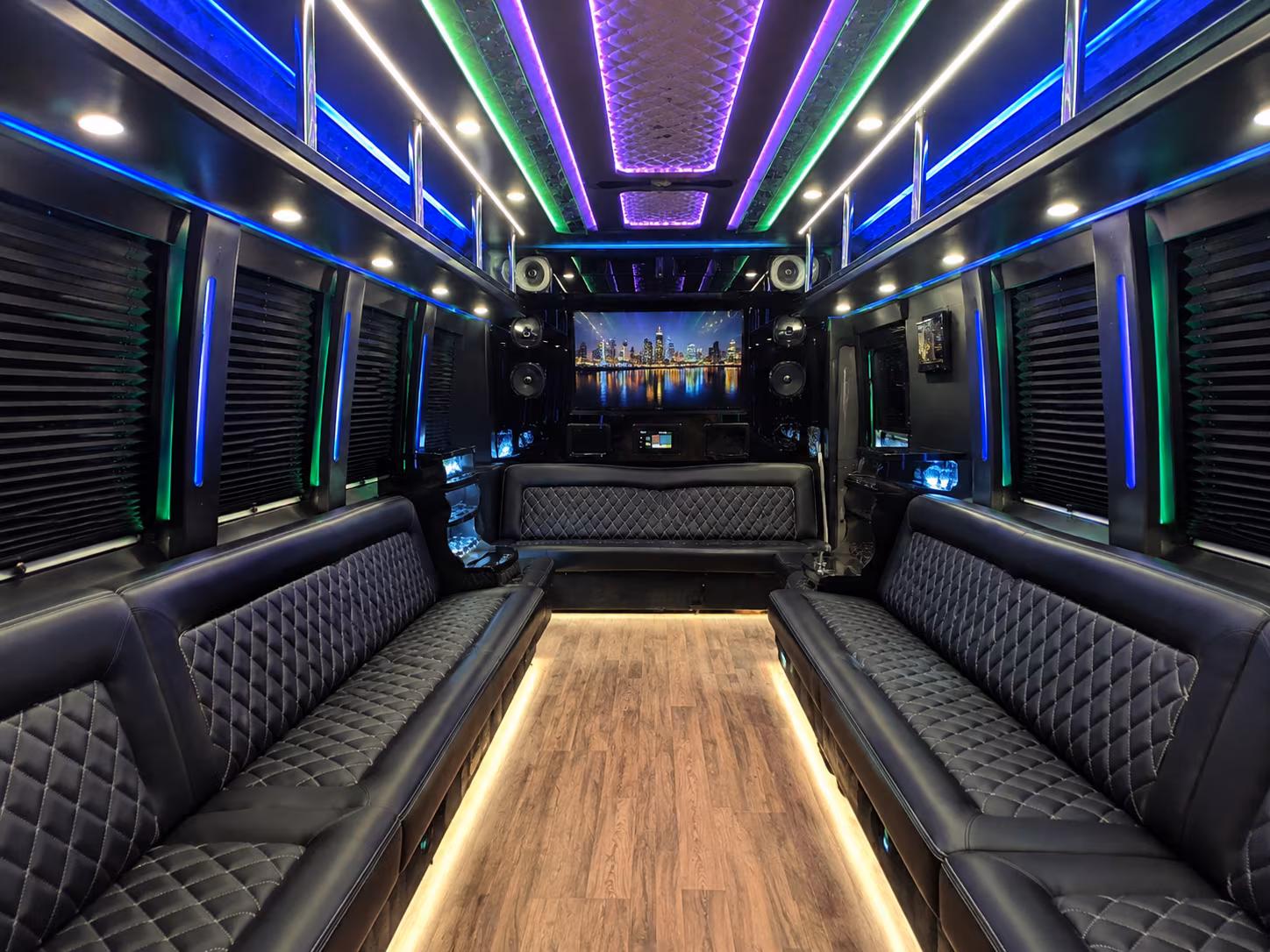 lexington 25 passenger party bus interior