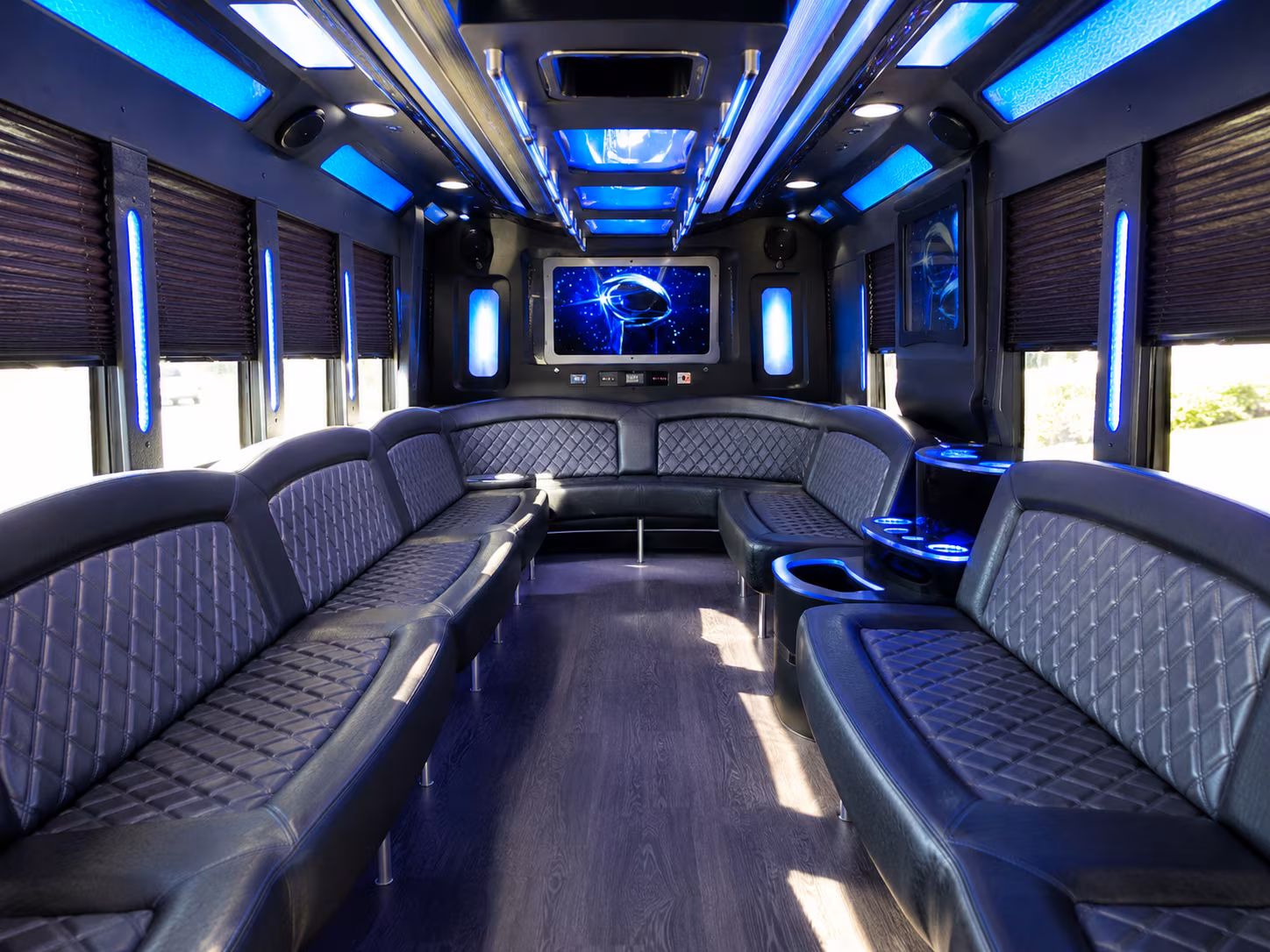 lexington 28 passenger party bus inside