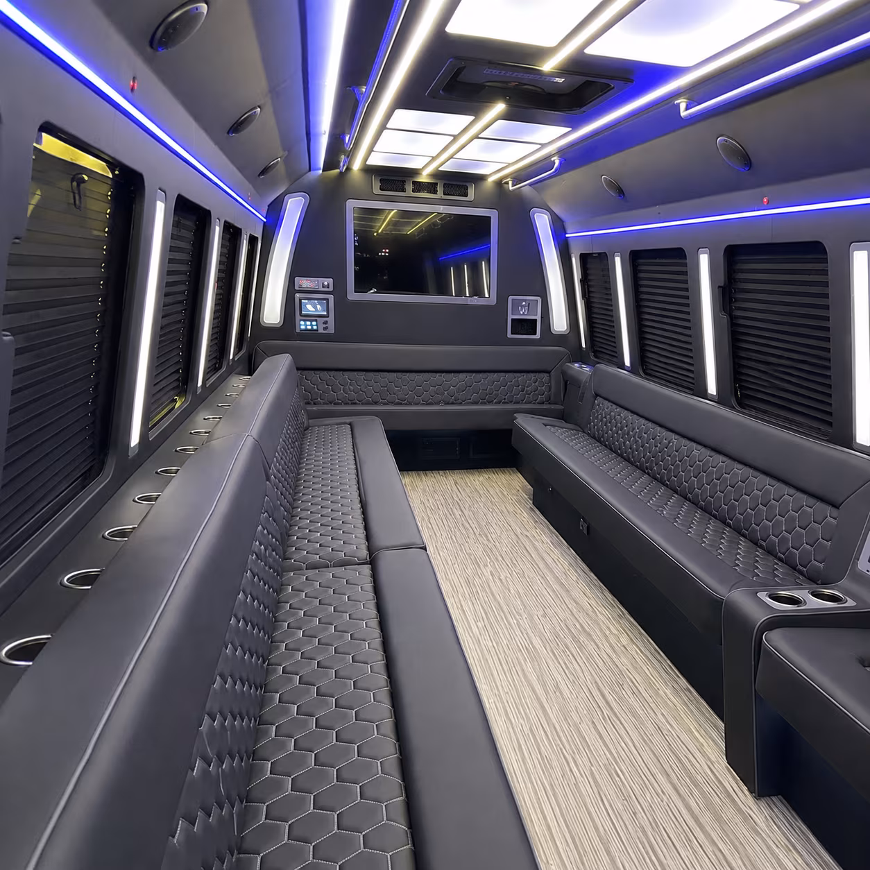lexington 40 passenger party bus inside