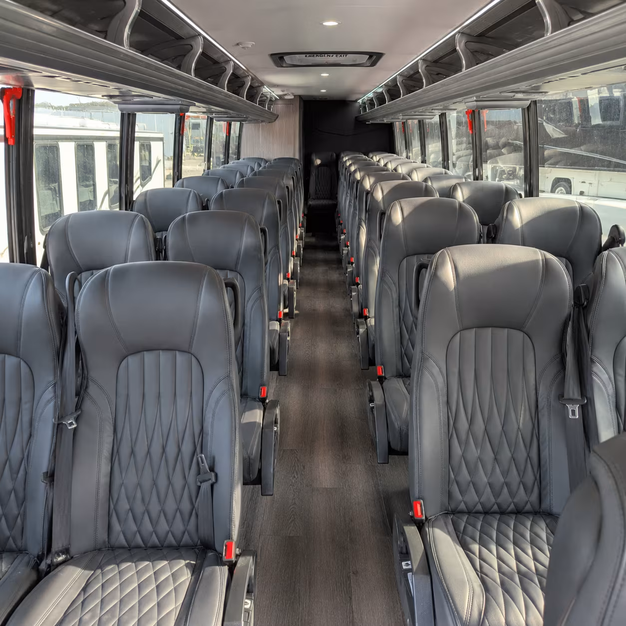minibuses for smaller groups headed to the lexington opera house and downtown live music venues